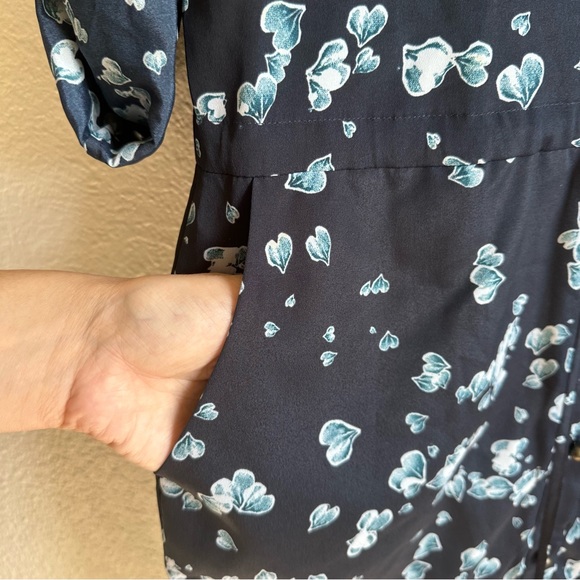 Maison Jules Blue Button Front Long Sleeve Dress Size Small - Picture 3 of 8